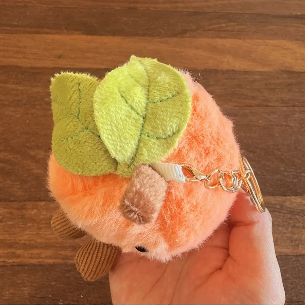 Cute Peach Plush Keychain Bag Charm Kawaii Soft Fruit Plushie Gift New
